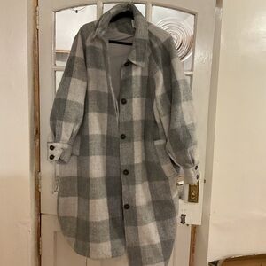 H&M Gray and White Plaid Jacket